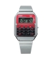 Preview: Casio Herrenuhr Retro Taschenrechner Digital Edelstahlband Rot CA-500WE-4BEF