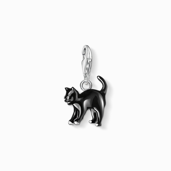 THOMAS SABO Charm schwarze Katze 925 Silber 0701-007-11