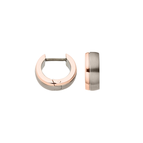 CEM Titanium Ohrringe Creolen Titan 14mm Bicolor Rosé 4-202179-001