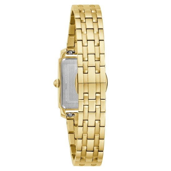 Bulova Damenuhr Quarz Edelstahl Rechteckig Goldfarben 97L177