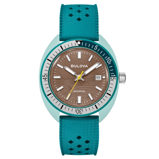 Bulova Herrenuhr Snorkel 41mm Datum Grün 10BAR Silikon 98B446