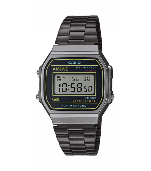 Casio Unisex Uhr Digital Retro Edelstahlband Schwarz Grau A168WEHB-1AEF