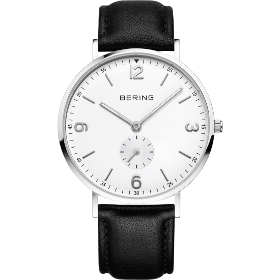 Bering Herrenuhr Quarz Saphirglas Leder Schwarz 40mm 14040-404