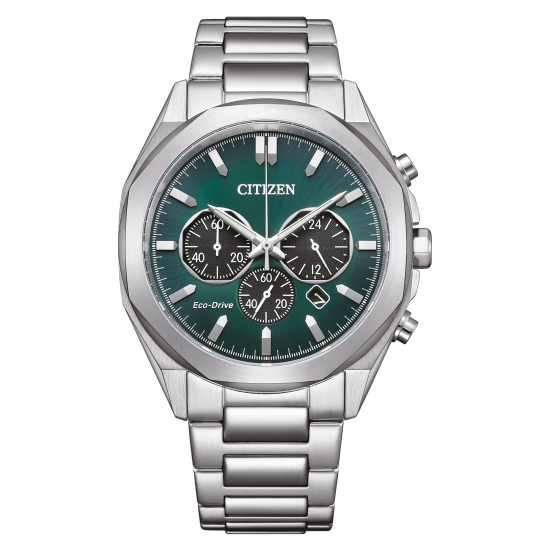 Citizen Herrenuhr Chronograph Eco-Drive Solar Grün 10BAR CA4590-81X