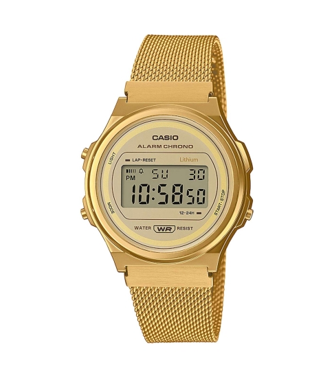 Casio Damenuhr Digital Goldfarbend Milanaise A171WEMG-9AEF