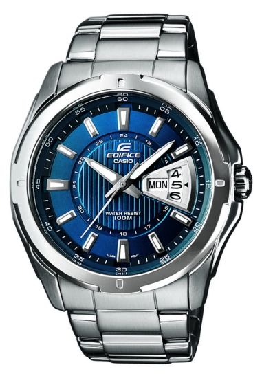 Casio Edifice Herrenuhr Datum Edelstahl Blau EF-129D-2AVEF