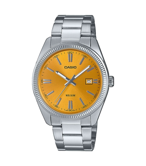 Casio Herrenuhr Edelstahl Datum 38mm Gelb MTP-1302PD-9AVEF