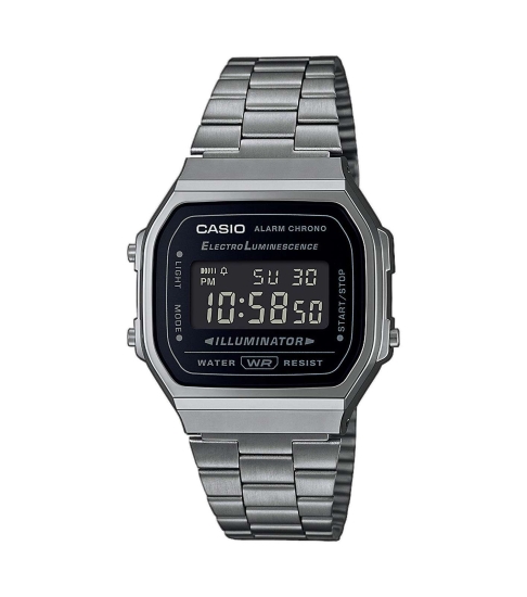 Casio Unisex Uhr Digital Retro Edelstahlband Grau A168WEGG-1BEF