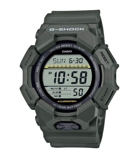 Casio G-SHOCK Herrenuhr Digital Licht Alarm Grün 20BAR GD-010-3ER