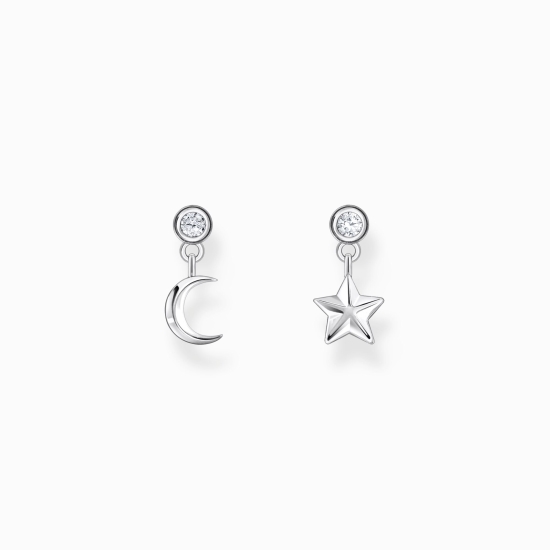 THOMAS SABO Ohrstecker 925 Silber mit Mond und Stern H2293-051-14