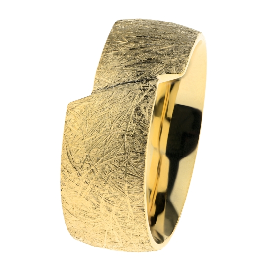 Ernstes Design Ring Edelstahl Gekratzt Goldfarben Größe 60 R741.60