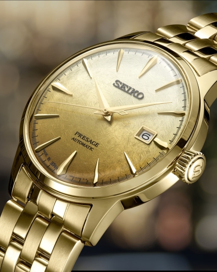 Seiko Presage Automatik Herrenuhr Cocktail Time Goldfarben SRPK46J1