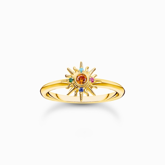 THOMAS SABO Damen Ring 925 Silber Goldfarben Sonne Gr.56 TR2458-488-7-56