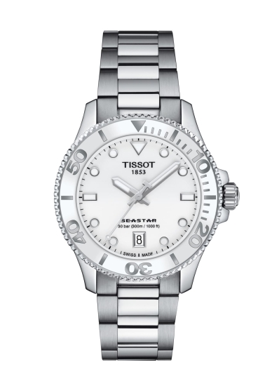 Tissot Damenuhr Seastar 1000 weiß + Wechselband T120.210.11.011.00