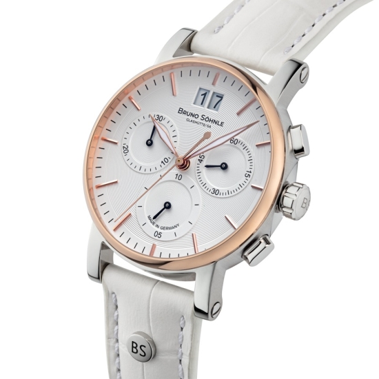 Bruno Söhnle Glashütte Damenuhr Pesaro Chrono Small Weiss 17-63115-247