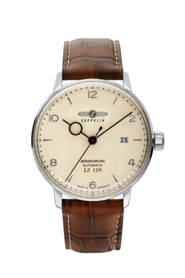 Zeppelin Herrenuhr LZ129 Hindenburg Automatik Datum Leder Braun 8062-5