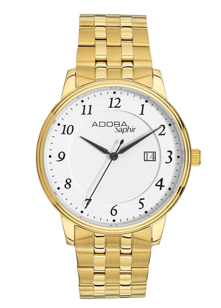 Adora Herrenuhr Edelstahl Saphirglas Datum Goldfarben AS4718