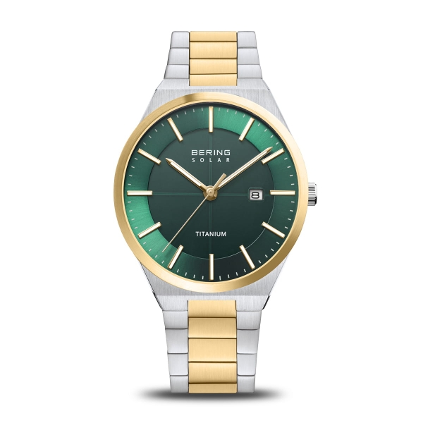 Bering Herrenuhr Solar Titan Saphirglas Limited Bicolor Grün 14439-718