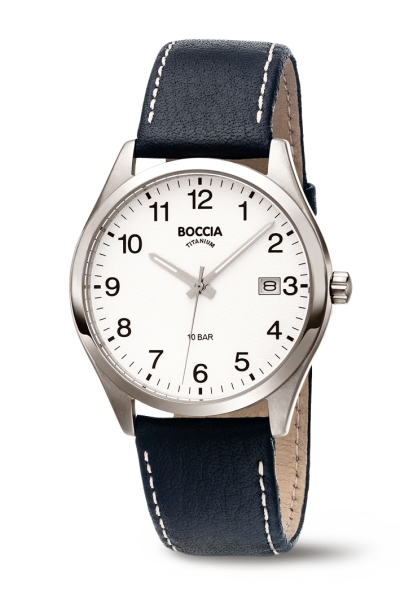 Boccia Titanium Titan Herrenuhr Quarz Datum Leder 10BAR 3669-01