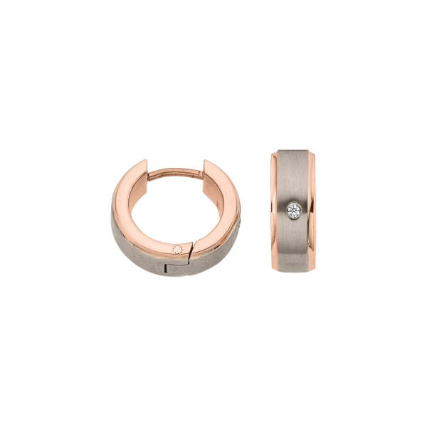 CEM Titanium Ohrringe Creolen Titan 15mm Bicolor Rosé 4-202175-001