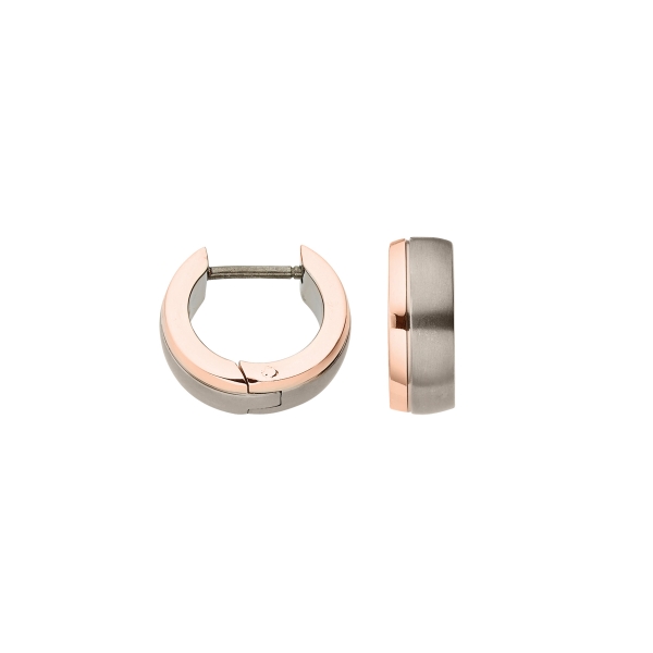 CEM Titanium Ohrringe Creolen Titan 14mm Bicolor Rosé 4-202179-001