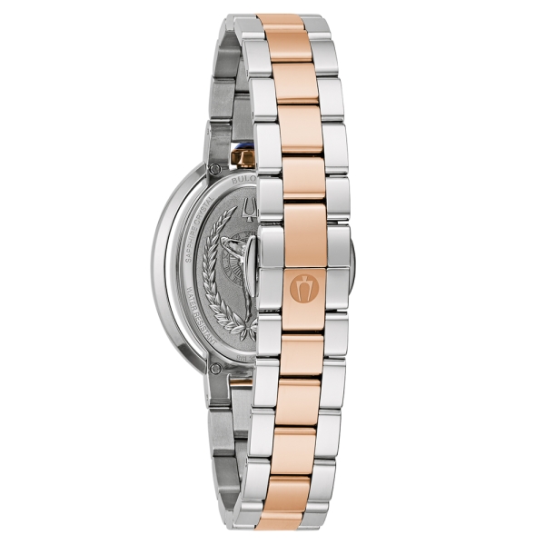 Bulova Damenuhr Quarz Saphirglas Oval Bicolor Rosé 98L322