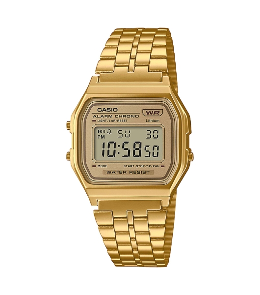 Casio Damenuhr Retro Digital Goldfarben Alarm A158WETG-9AEF