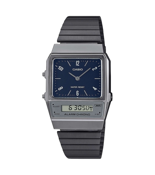 Casio Herrenuhr Retro Analog/Digital Edelstahlband Blau AQ-800EB-2AEF