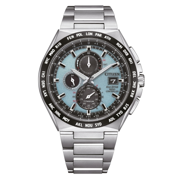 Citizen Herrenuhr Funkuhr Solar Titan Saphirglas Blau 10BAR AT8238-84M