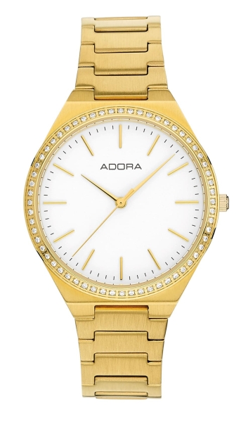 Adora Damenuhr Edelstahl Quarz Flach Goldfarben 33mm AT5649