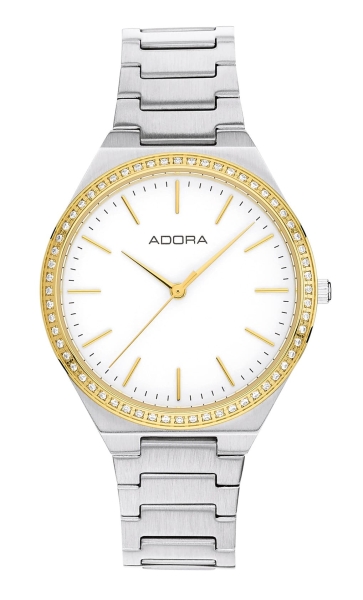 Adora Damenuhr Edelstahl Quarz Flach Bicolor 33mm AT5648