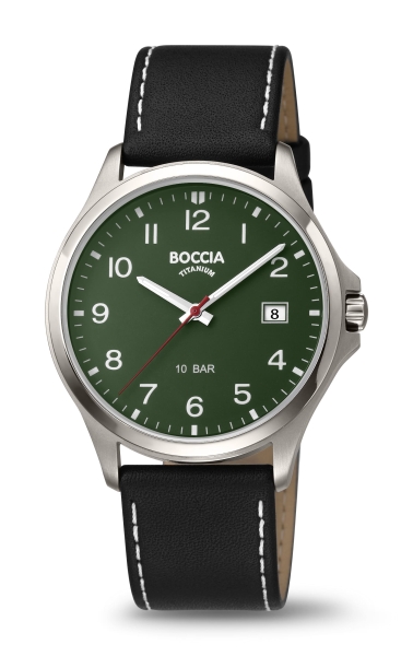 Boccia Titanium Herrenuhr Quarz Datum Grün 10BAR 3659-05