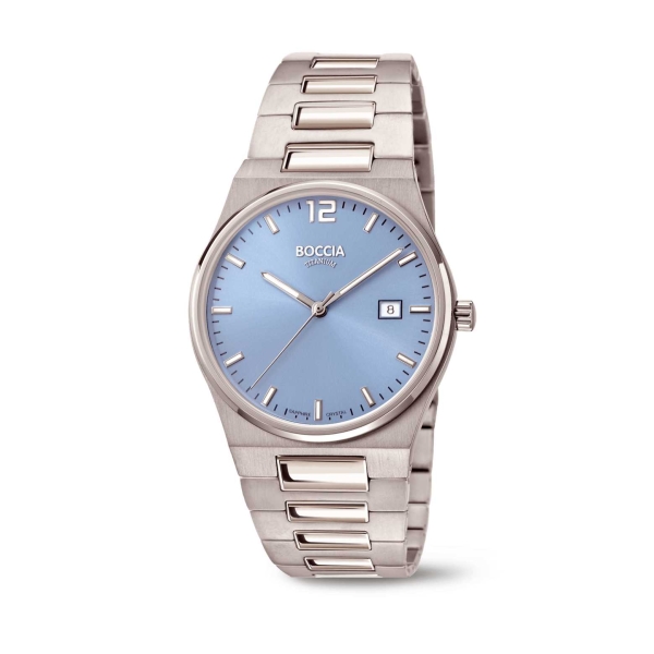 Boccia Titanium Herrenuhr Saphirglas Datum Blau 3661-01