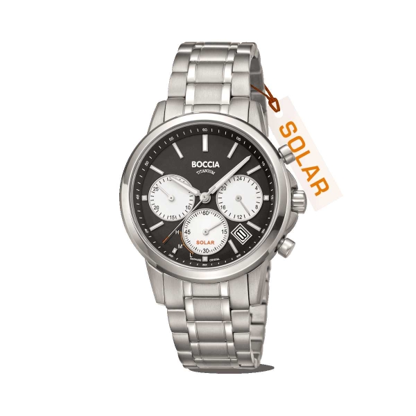 Boccia Titanium Herrenuhr Chrono Solar Saphirglas 10BAR 3742-02