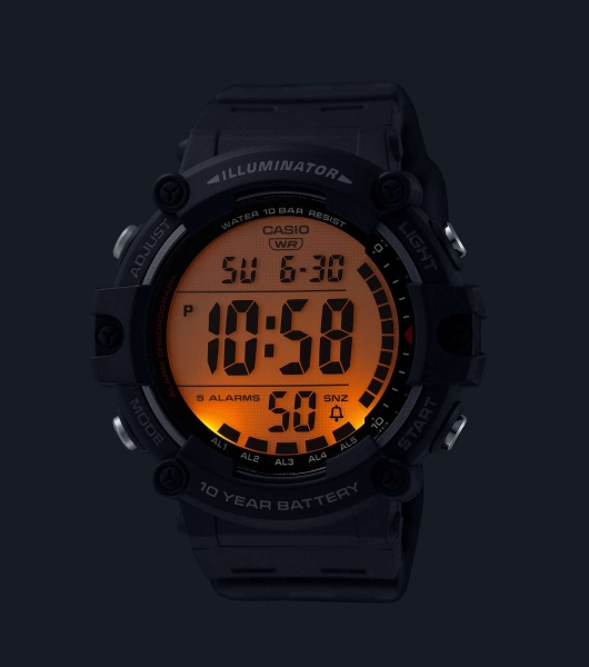 Casio Herrenuhr Digital Licht 10BAR Groß Schwarz AE-1500WH-1AVEF