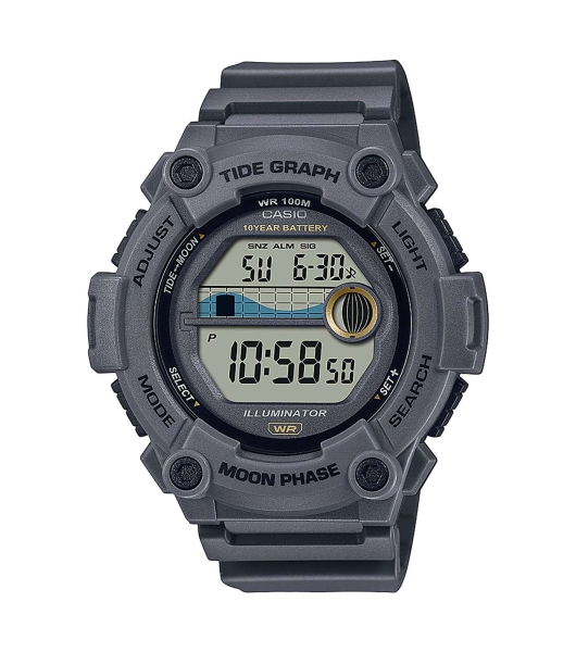 Casio Herrenuhr Digital Mondphase 10BAR Groß Grau WS-1300H-8AVEF