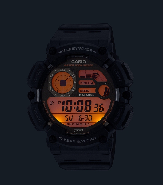 Casio Herrenuhr Digital Mondphase Licht 10BAR Groß WS-1500H-1AVEF