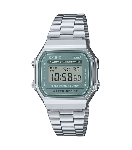 Casio Herren Unisex Uhr Retro Digital Edelstahlband A168WA-3AYES