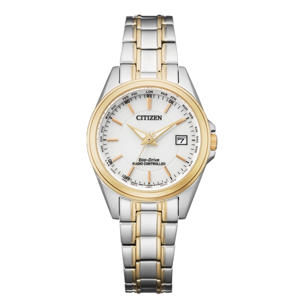 Citizen Damenuhr Funkuhr Solar Eco-Drive Bicolor EC1186-85A