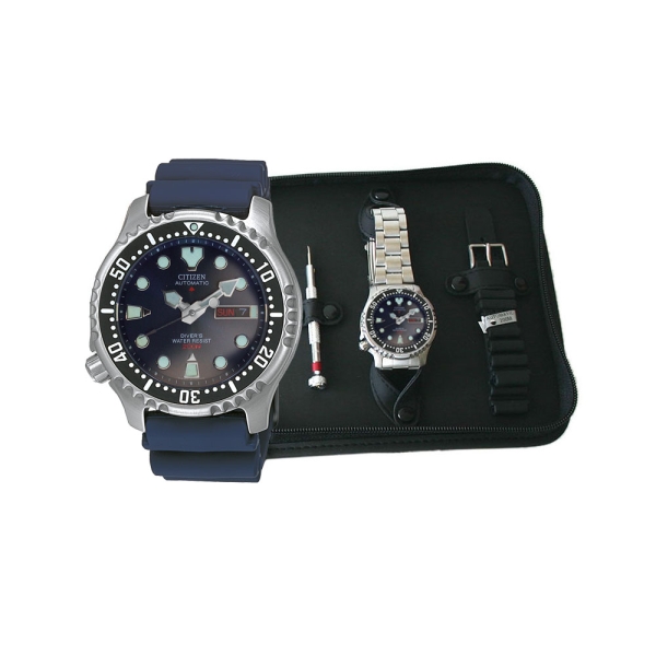 Citizen Promaster Automatik Herrenuhr Blau Set Wechselband NY0040-17LEM