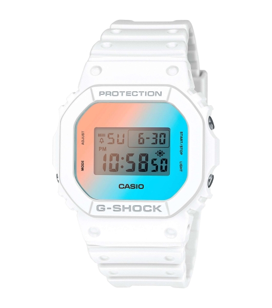 Casio G-SHOCK Herrenuhr Digital Weiß Blau DW-5600TL-7ER