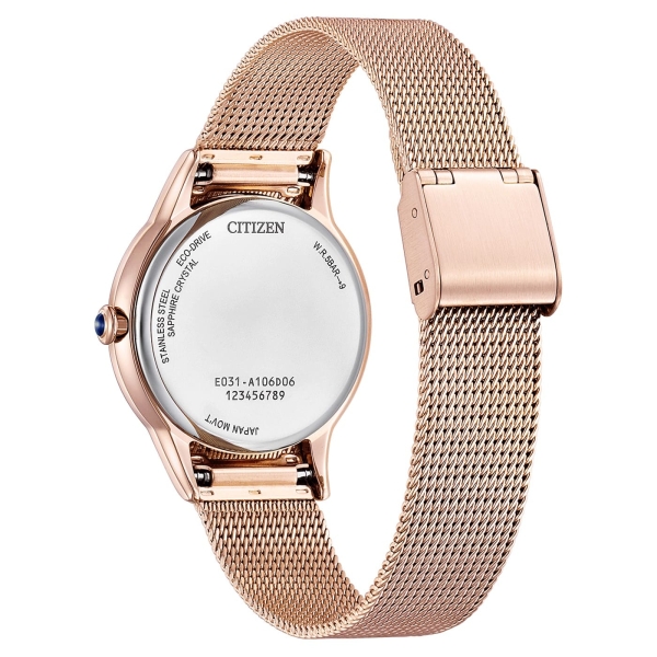 Citizen Damenuhr Eco-Drive Solar Datum Saphirglas Rosé EM1153-88A