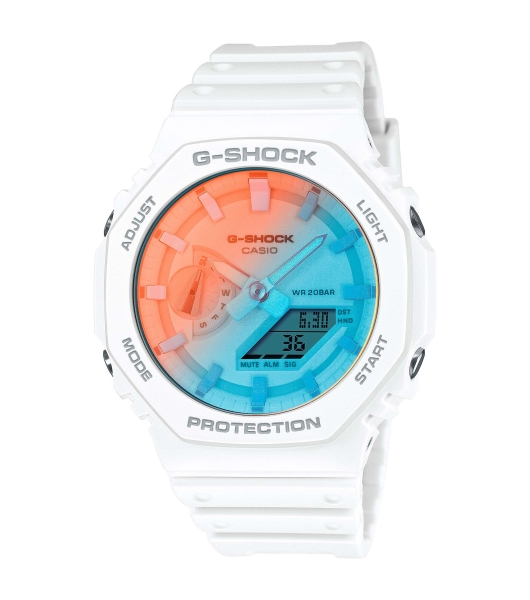 Casio G-SHOCK Herrenuhr Analog-Digital Weiß Blau 20BAR GA-2100TL-7AER