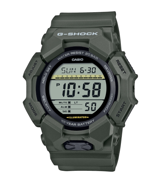 Casio G-SHOCK Herrenuhr Digital Licht Alarm Grün 20BAR GD-010-3ER