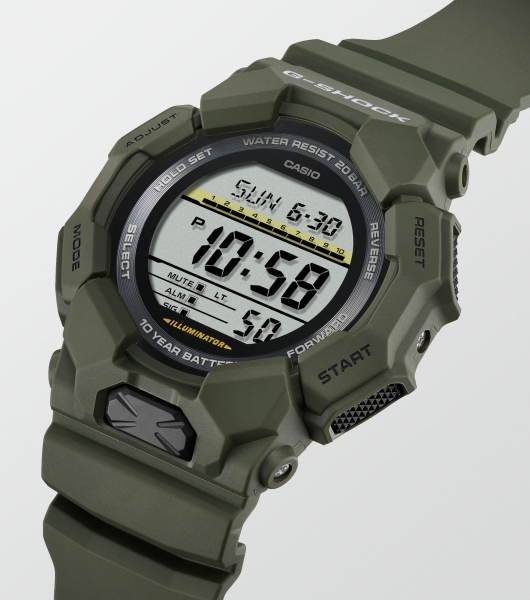 Casio G-SHOCK Herrenuhr Digital Licht Alarm Grün 20BAR GD-010-3ER