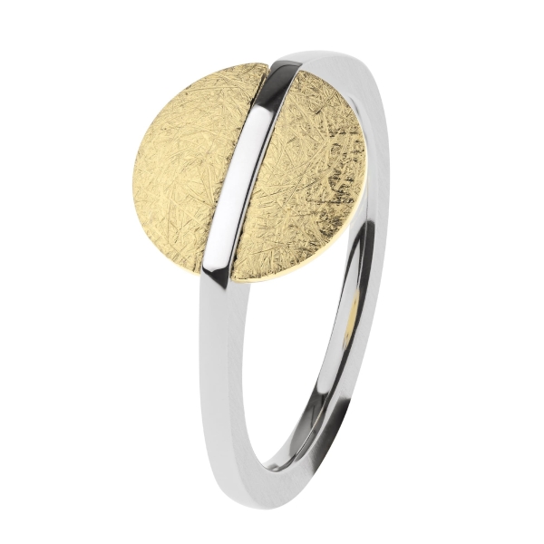 Ernstes Design Ring Edelstahl Bicolor Größe 56 R725.56