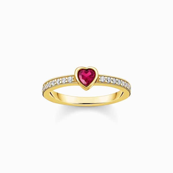 THOMAS SABO Damen Ring 925 Silber Herz Goldfarben Gr. 56 TR2448-995-10-56