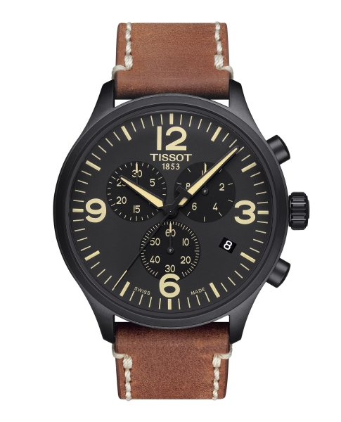 Tissot Herrenuhr Chrono XL Schwarz Leder T116.617.36.057.00