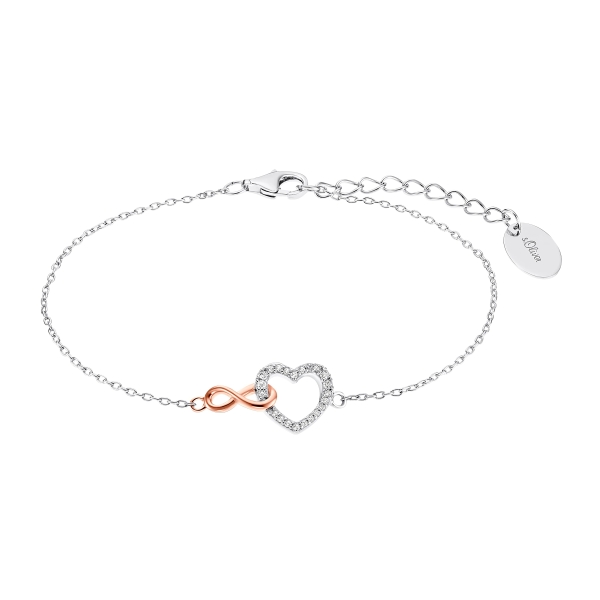 s.Oliver Damen Armband 925 Silber Herz Rosé 2032565