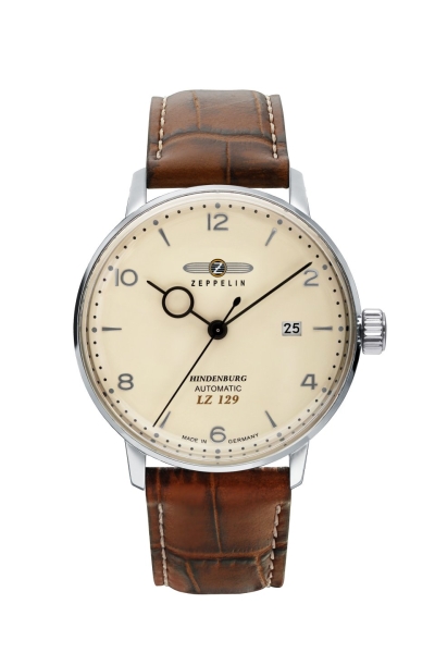 Zeppelin Herrenuhr LZ129 Hindenburg Automatik Datum Leder Braun 8062-5